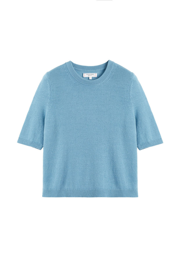 Sky-Blue Cloud Cashmere T-shirt image 2