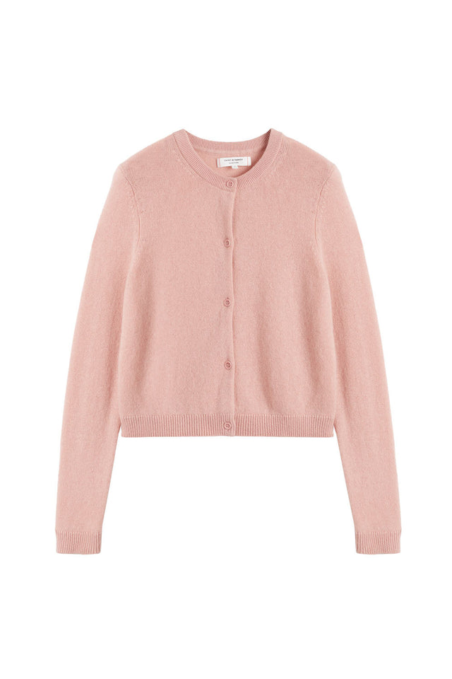 Clay-Pink Cloud Cashmere Cropped Cardigan image 2