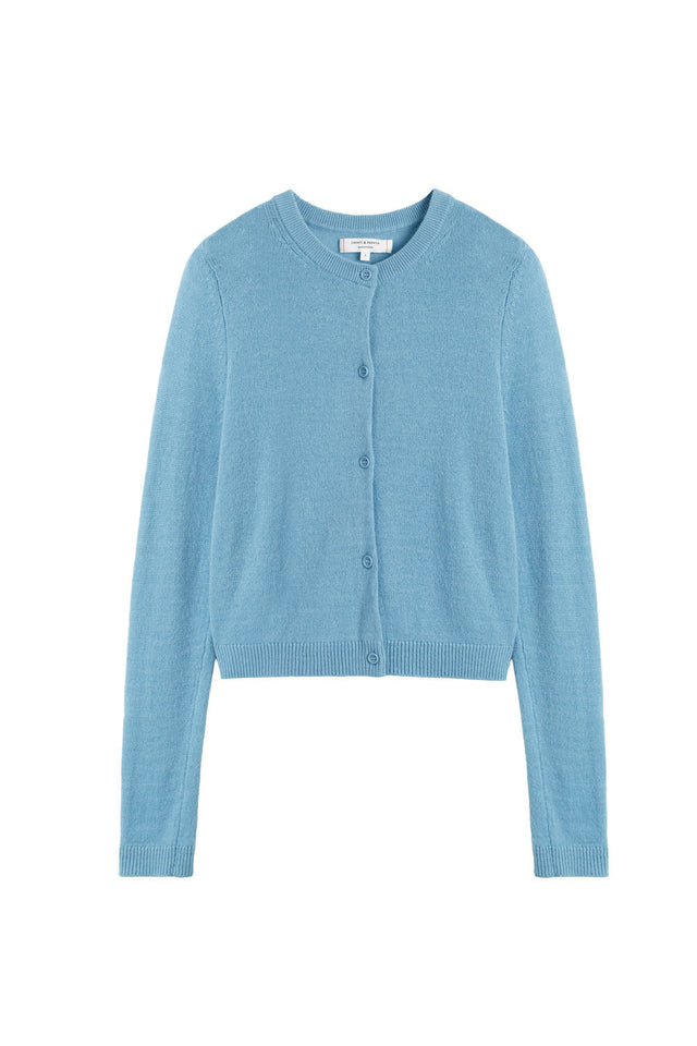 Sky-Blue Cloud Cashmere Cropped Cardigan image 2