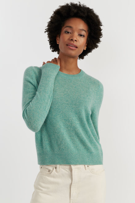 Spearmint Cloud Cashmere Cropped Sweater