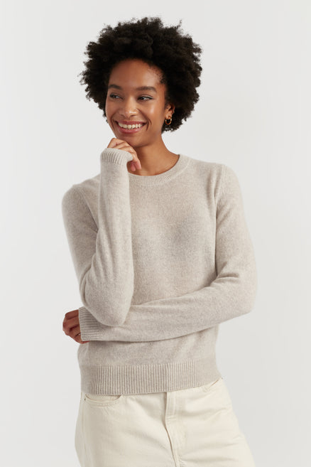 Taupe Cloud Cashmere Cropped Sweater