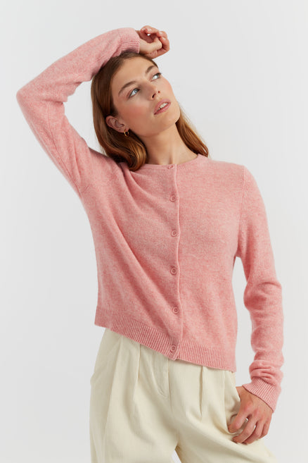 Pink-Marl Cloud Cashmere Cardigan