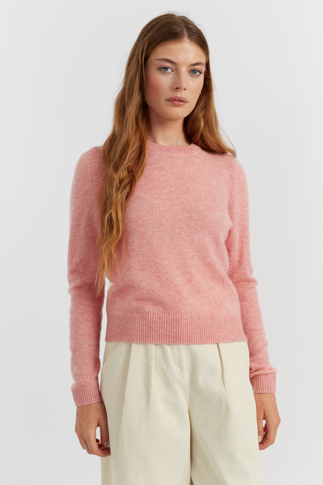 Pink-Marl Cloud Cashmere Cropped Sweater image 3