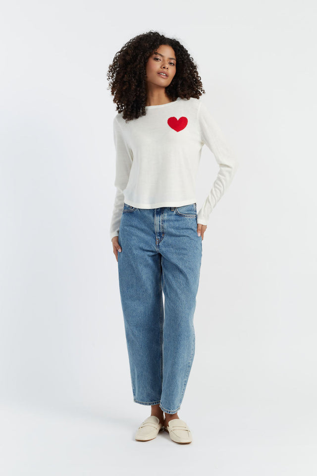 Women's Chinti and Parker Sweater Cream 100% Merino Heart Breton Size XS-3L image 1