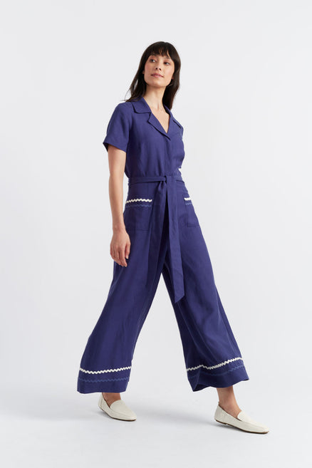 Blue Tencel-Linen La Mer Jumpsuit