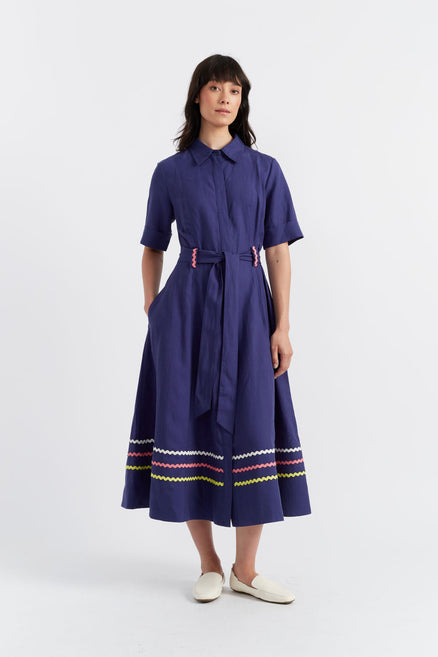 Blue Tencel-Linen Starboard Dress