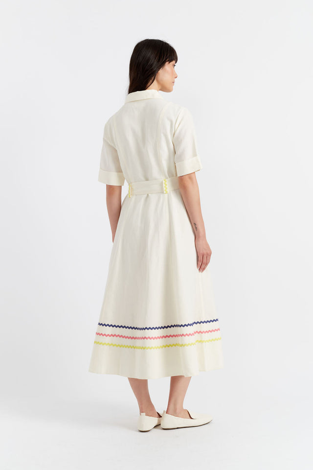 Cream Tencel-Linen Starboard Dress image 5