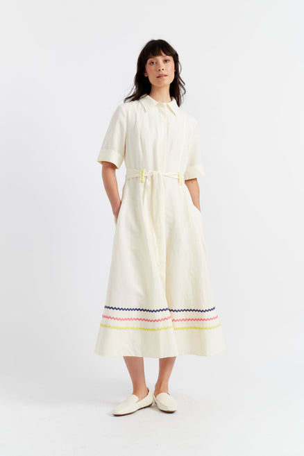Cream Tencel-Linen Starboard Dress
