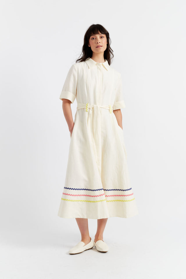 Cream Tencel-Linen Starboard Dress image 1
