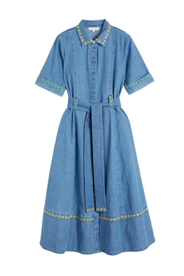 Blue Cotton Chambray Buttercup Shirt Dress image 6