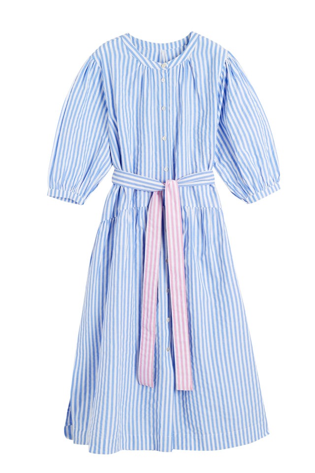 Blue Cotton Oxford Stripe Dress image 4