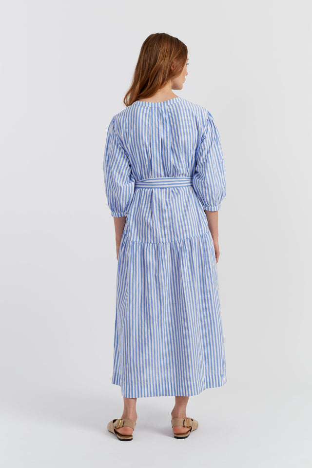 Blue Cotton Oxford Stripe Dress image 3