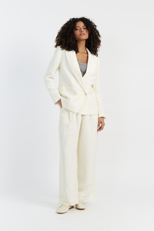 Cream Tencel-Linen Cream Blazer image 1