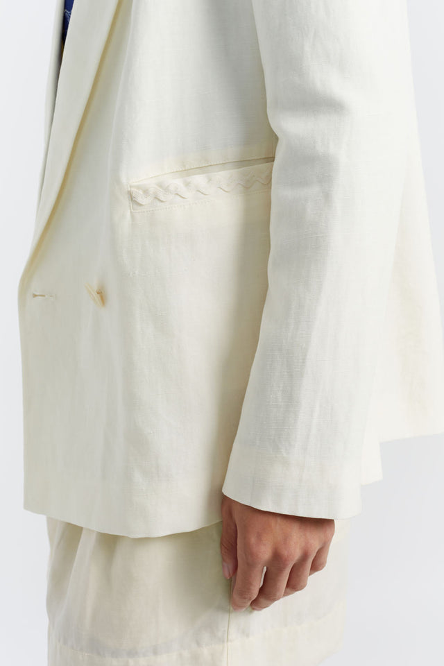 Cream Tencel-Linen Cream Blazer image 2