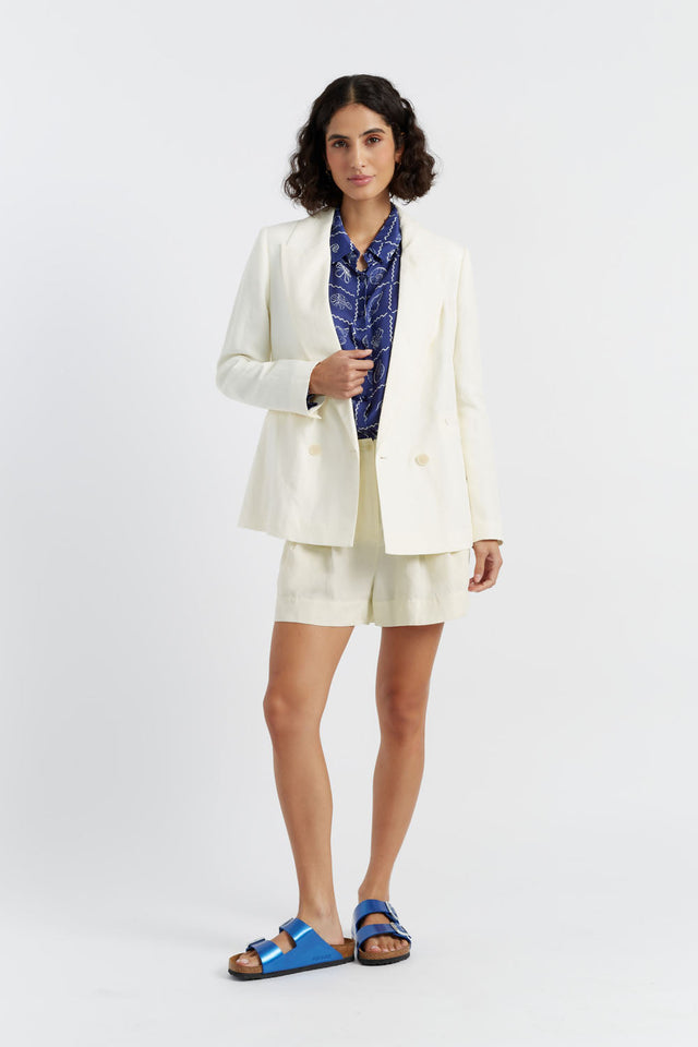 Cream Tencel-Linen Cream Blazer image 6