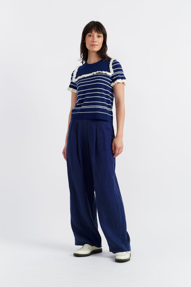 Women's Chinti and Parker Top Knitted Blue Merino Nautical Top Size XS-3L image 4