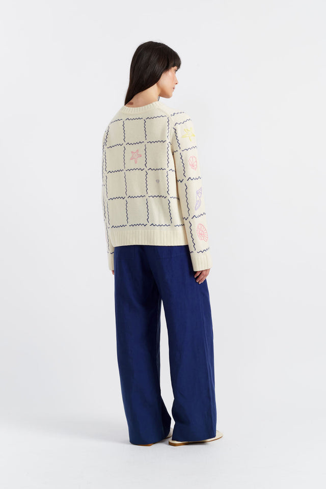 Women's Chinti and Parker Sweater Cream Wool-Cashmere Hand Embroidered Size XS-3L image 3