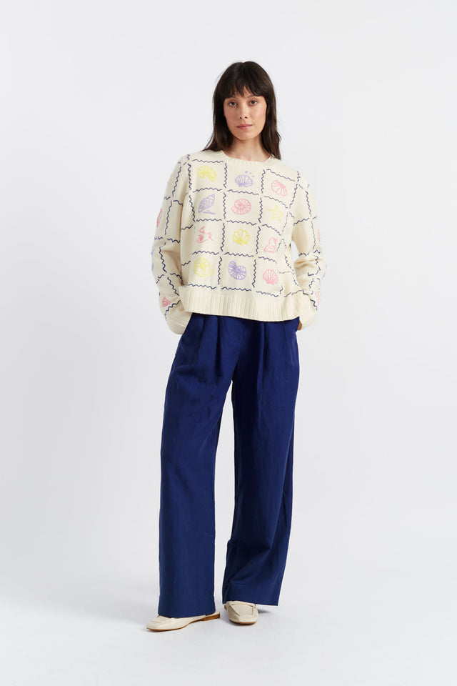 Women's Chinti and Parker Sweater Cream Wool-Cashmere Hand Embroidered Size XS-3L image 2