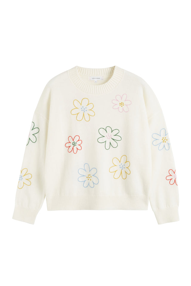 Cream Wool-Cashmere Garden Flowers Sweater image 4