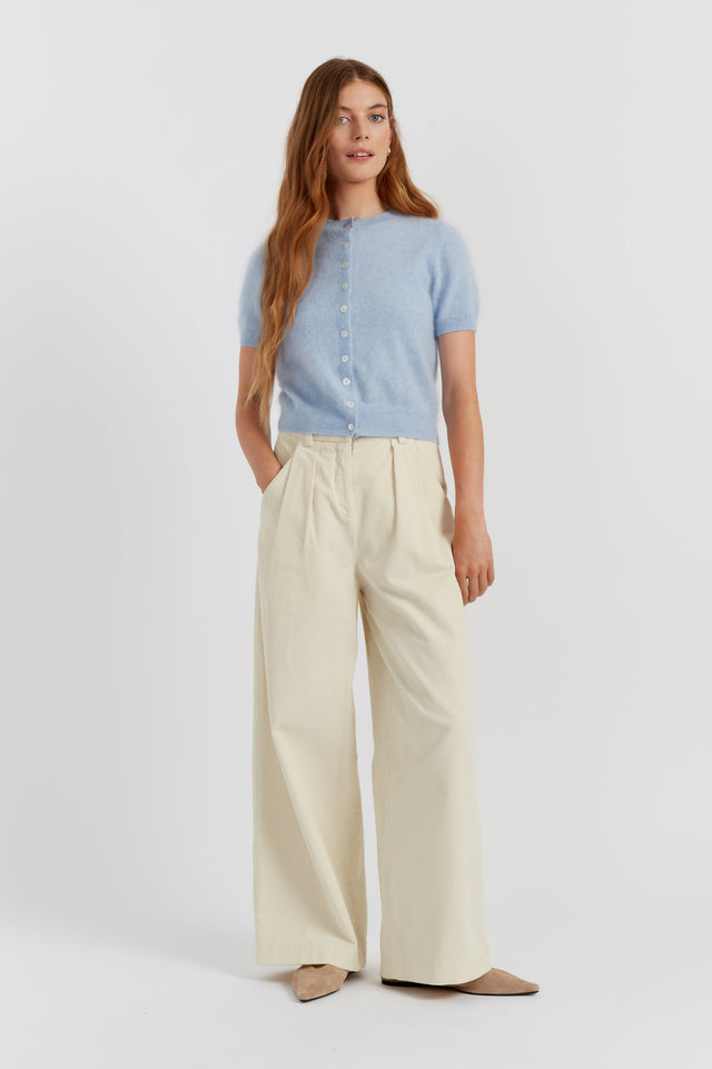 Baby-Blue Brushed Pure Cashmere Button Tee image 3