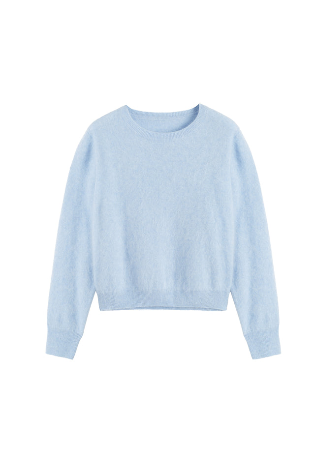Baby-Blue Brushed Pure Cashmere Sweater image 6