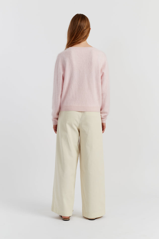 Peachy-Pink Brushed Pure Cashmere Sweater image 3