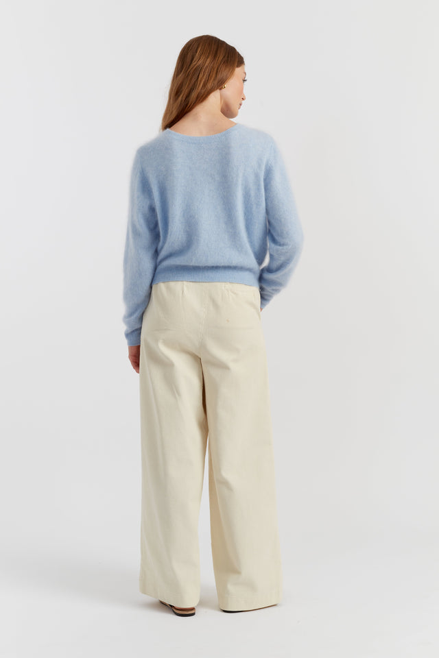 Baby-Blue Brushed Pure Cashmere Sweater image 5