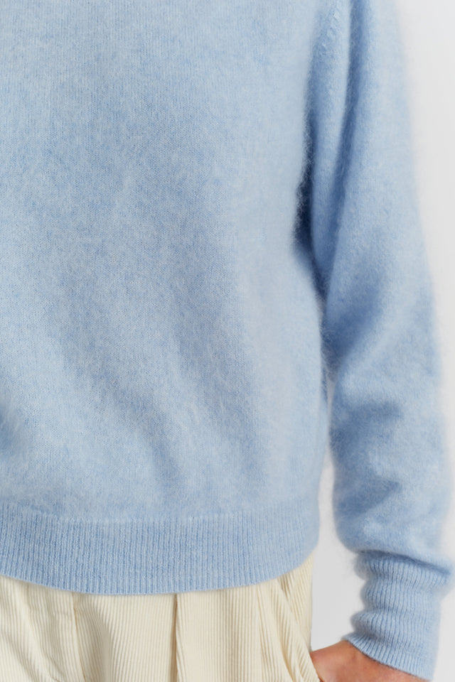 Baby-Blue Brushed Pure Cashmere Sweater image 2