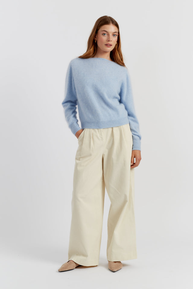 Baby-Blue Brushed Pure Cashmere Sweater image 3
