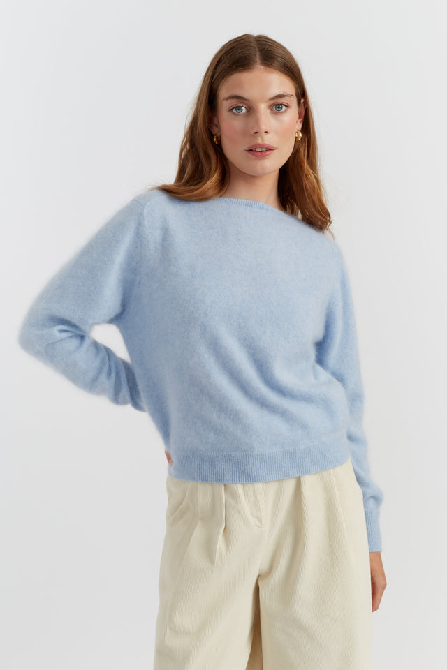 Baby-Blue Brushed Pure Cashmere Sweater image 4