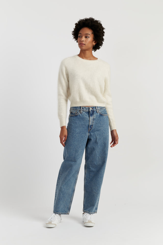 Cream Brushed Pure Cashmere Sweater image 2
