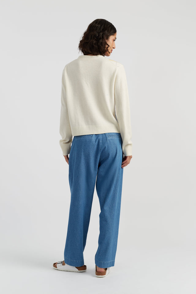 Cream Wool-Cashmere Argyle Cardigan image 4