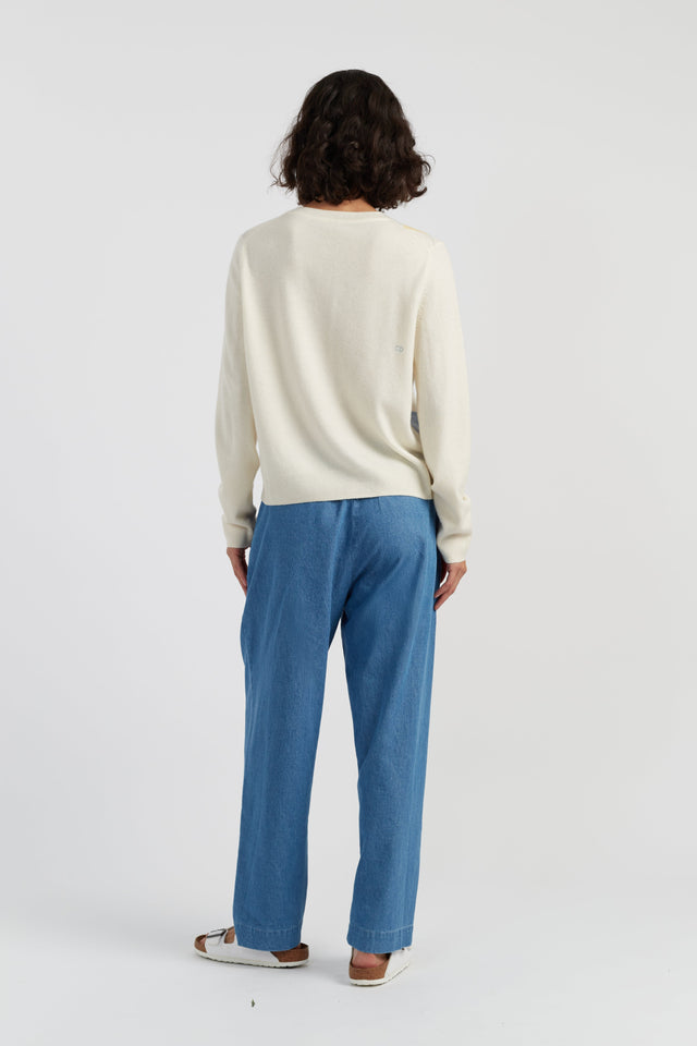 Cream Wool-Cashmere Argyle Sweater image 4