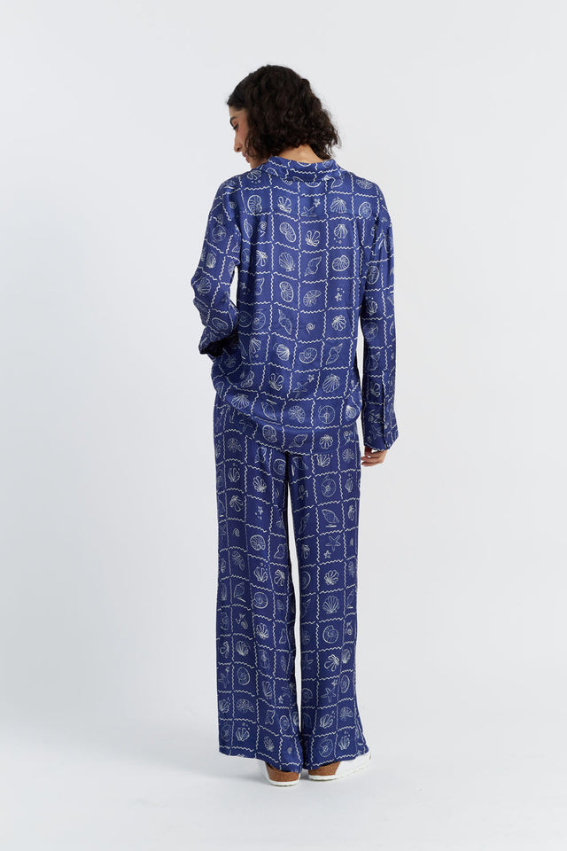Women's Chinti and Parker Trousers Blue Shell Print Viscose-Rayon Size 6-16 image 6