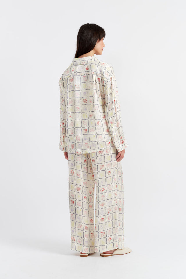 Women's Chinti and Parker Shirt Cream Shell Print Viscose-Rayon Size 6-16 image 5
