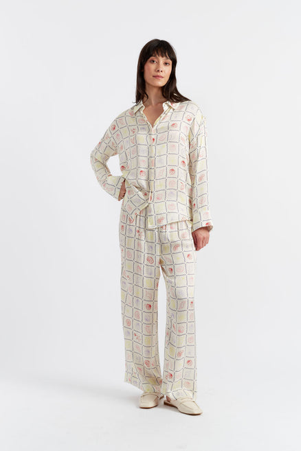 Cream Viscose-Rayon La Mer Trousers