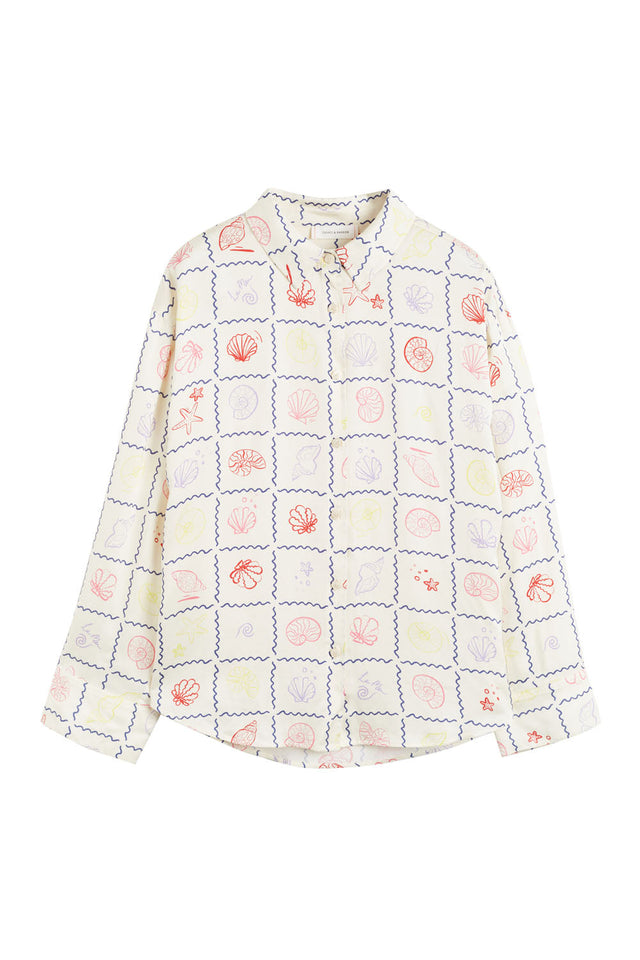 Women's Chinti and Parker Shirt Cream Shell Print Viscose-Rayon Size 6-16 image 6