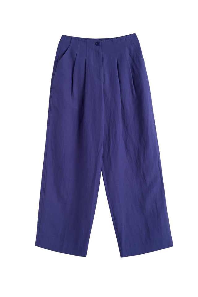 Women's Chinti and Parker Trousers Blue Tencel-Linen Pleat Size 6-16 image 6