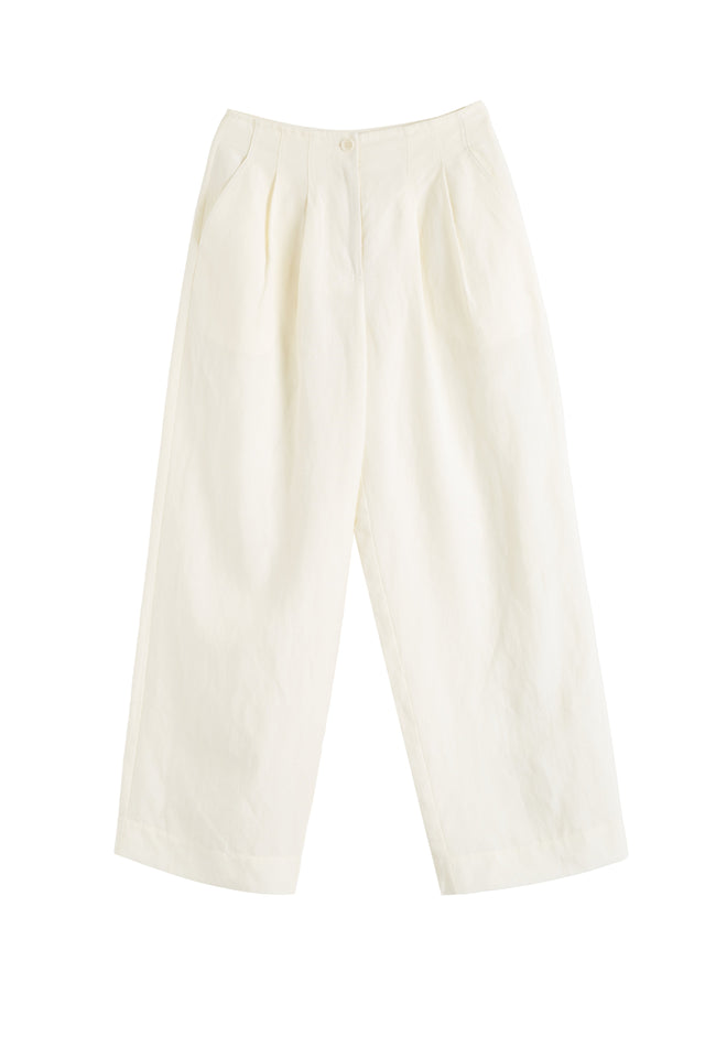 Women's Chinti and Parker Trousers Cream Tencel-Linen Pleat Size 6-16 image 5