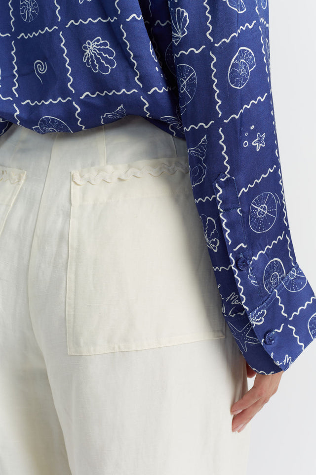 Women's Chinti and Parker Trousers Cream Tencel-Linen Pleat Size 6-16 image 3