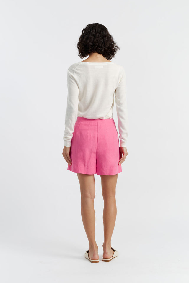 Women's Chinti and Parker Shorts Pink Tencel-Linen Size 6-16 image 3