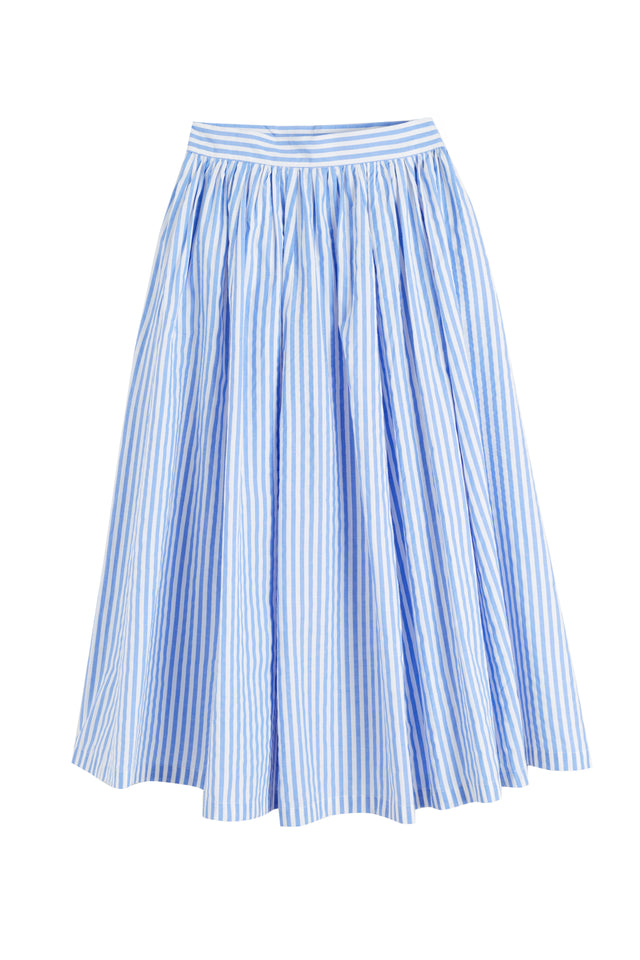 Blue Cotton Oxford Stripe Skirt image 4