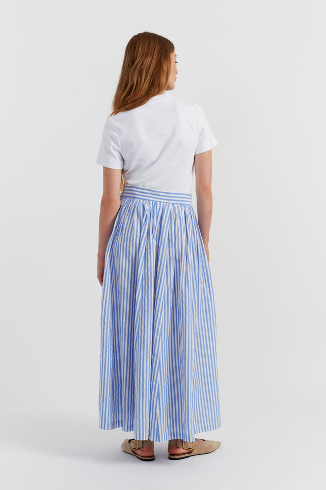 Blue Cotton Oxford Stripe Skirt image 3