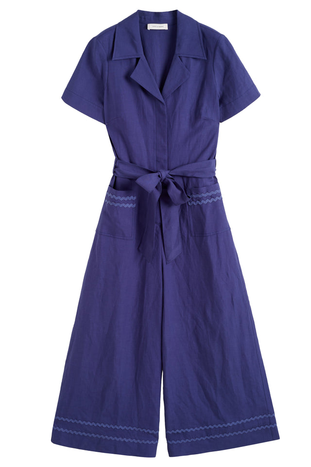 Women's Chinti and Parker Jumpsuit Blue Tencel-Linen La Mer Size 6-16 image 5