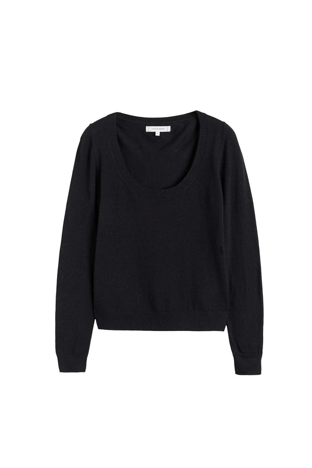 Black Pure Merino Scoop Neck Sweater image 3