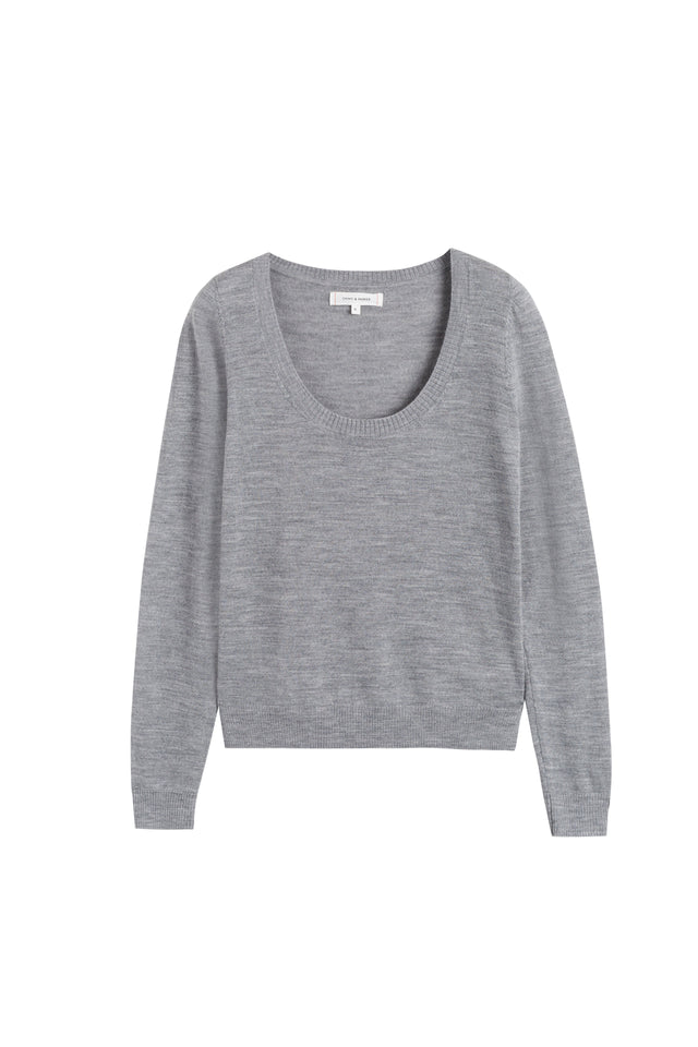 Grey Pure Merino Scoop Neck Sweater image 2