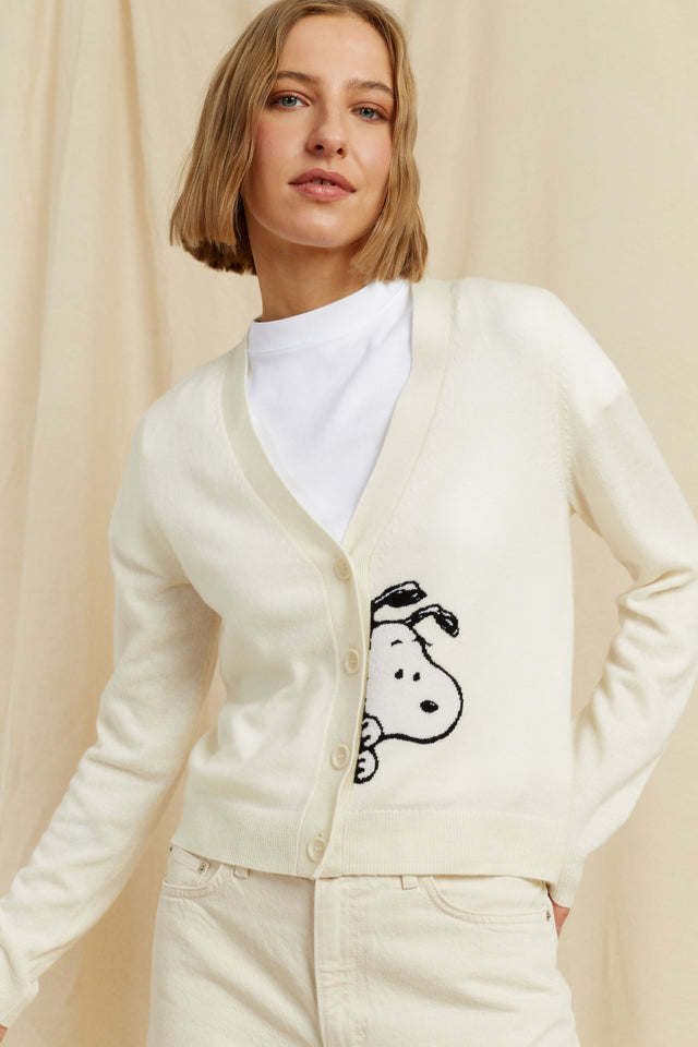 Cream Wool-Cashmere Snoopy Cardigan image 2
