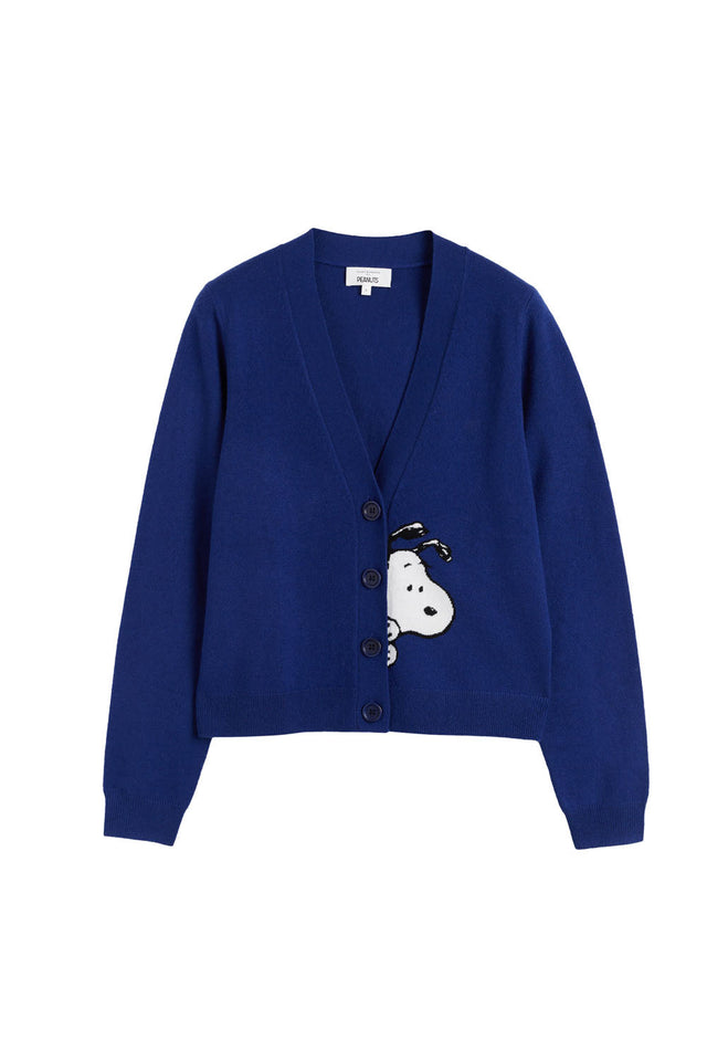 Blue Wool-Cashmere Snoopy Cardigan image 5