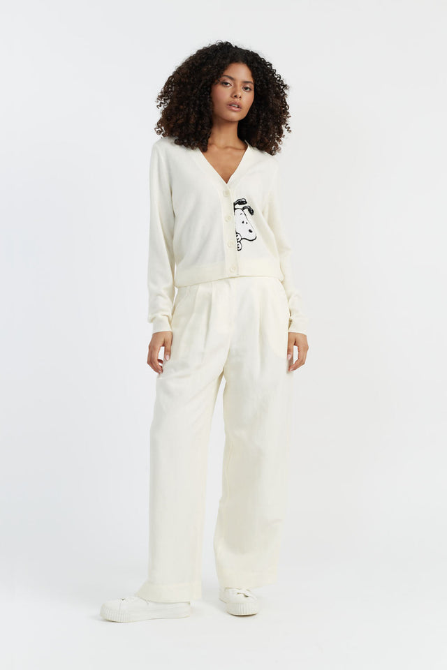 Cream Wool-Cashmere Snoopy Cardigan image 3