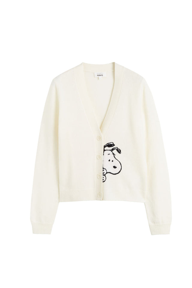Cream Wool-Cashmere Snoopy Cardigan image 5